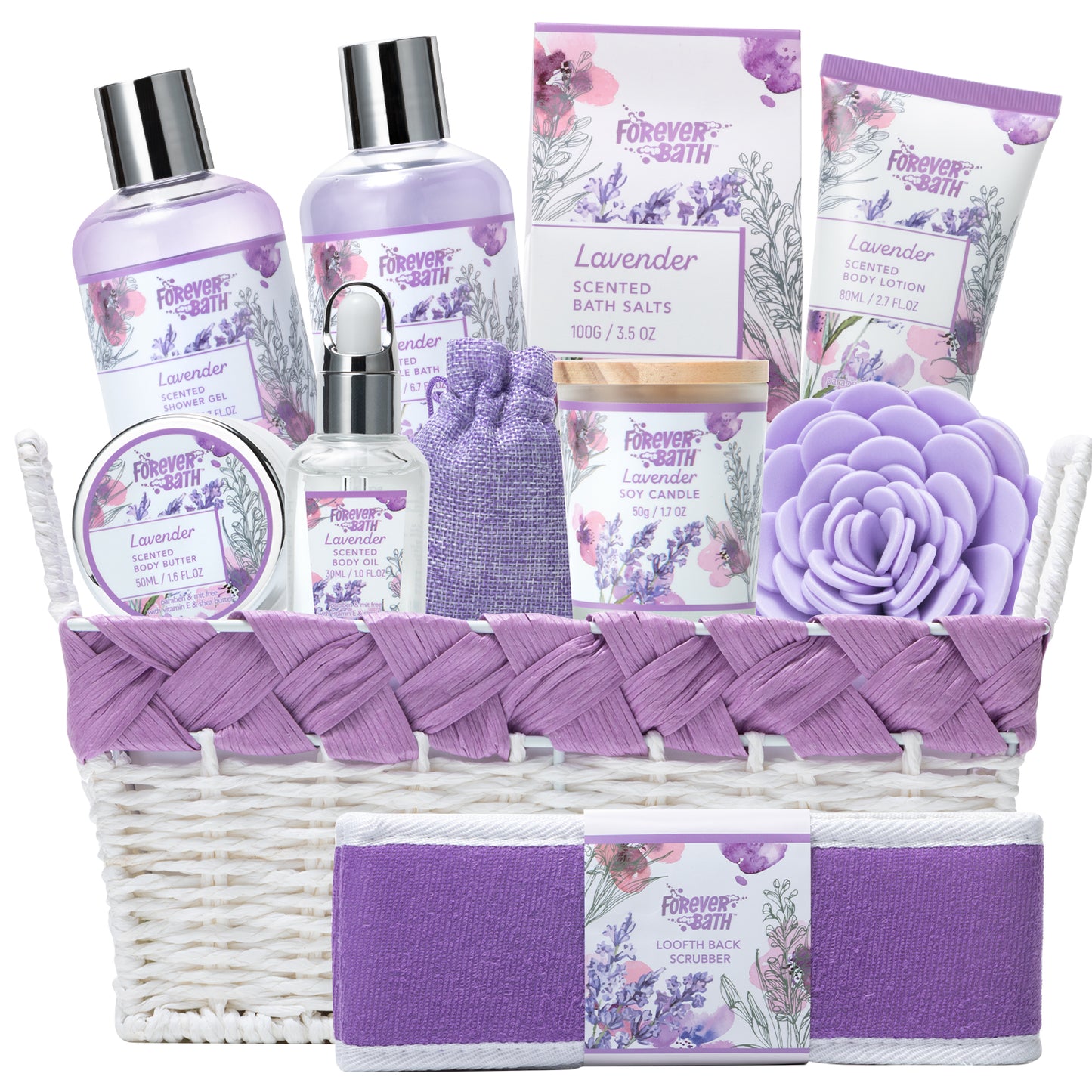 Forever Bath Lavender Spa Gift Basket Set 