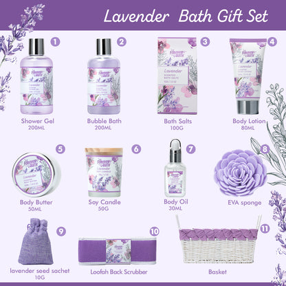 Forever Bath Lavender Spa Gift Basket Set 