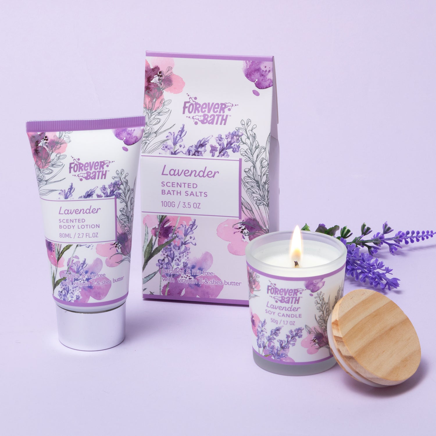 Forever Bath Lavender Spa Gift Basket Set 