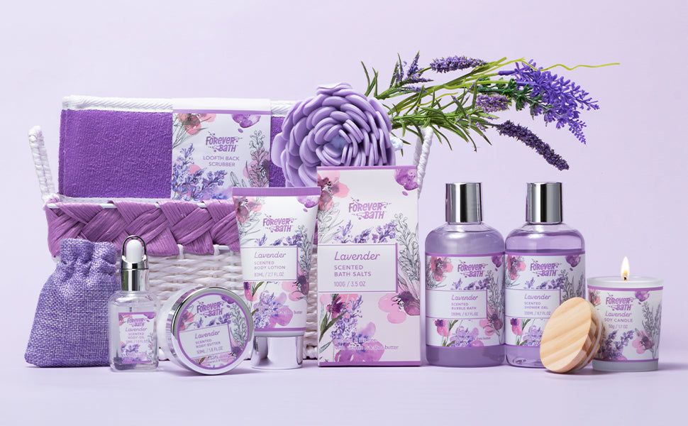 Forever Bath Lavender Spa Gift Basket Set 