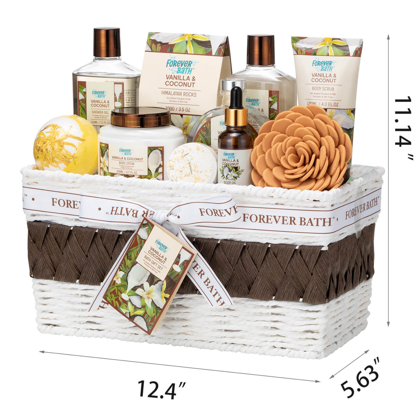 Forever Bath Vanilla and Coconut Spa Gift Basket for Women